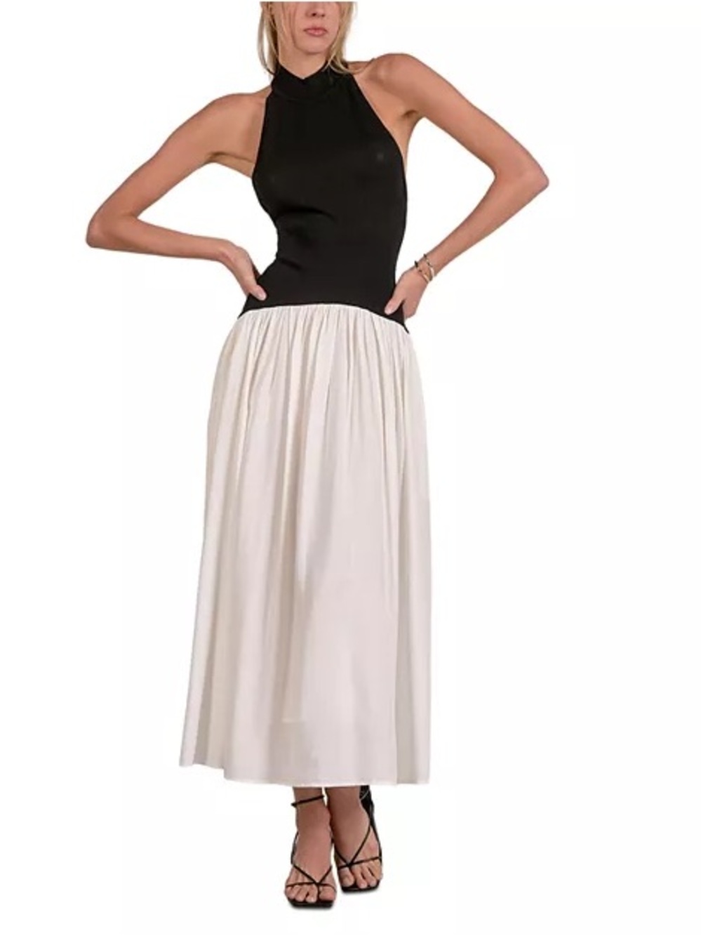 Black & White Halter midi dress